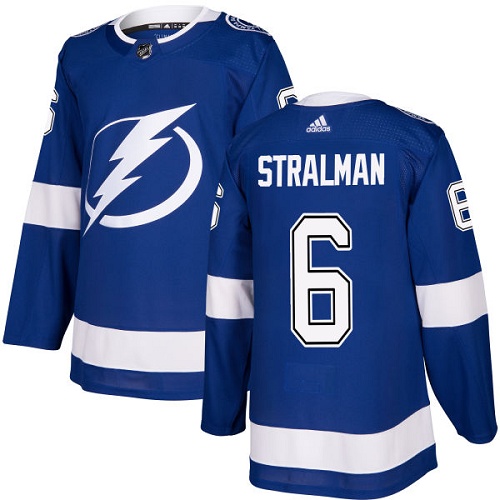 Adidas Men Tampa Bay Lightning #6 Anton Stralman Blue Home Authentic Stitched NHL Jersey->tampa bay lightning->NHL Jersey